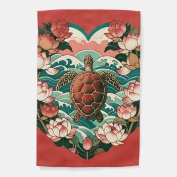 Sea Turtle Lotus Flower Seas Turtles               Garden Flag by Vintage_Bubb at Zazzle