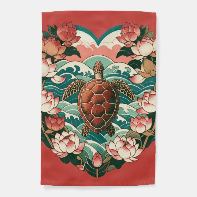 Sea Turtle Lotus Flower Seas Turtles               Garden Flag (Front)