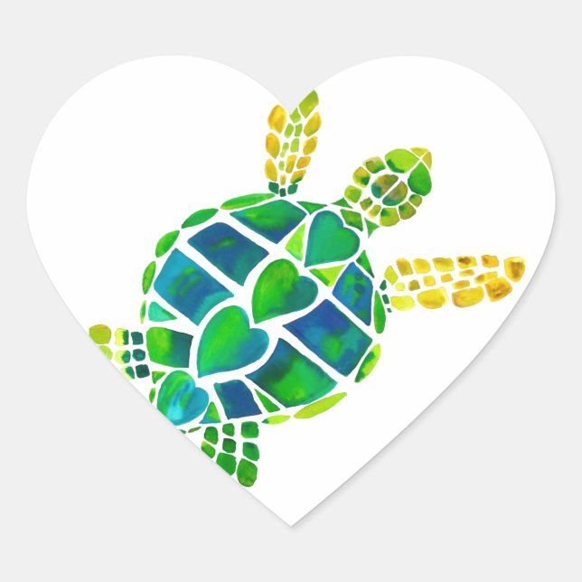 Sea Turtle Love Collection Heart Sticker (Front)