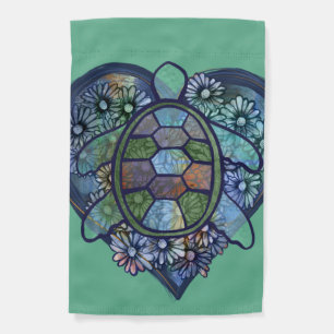 Sea turtle love garden flag