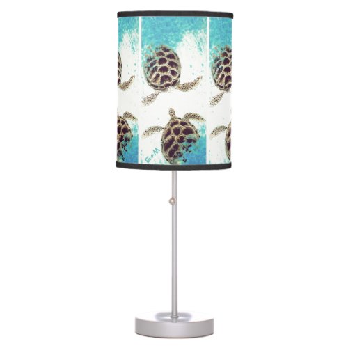 Sea Turtle Love Monogram Personalized Table Lamp