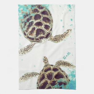 Sea Turtle Love Monogram Personalized Towel