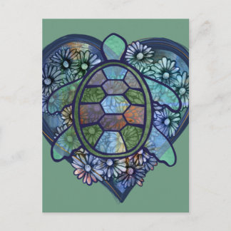 Sea turtle love postcard