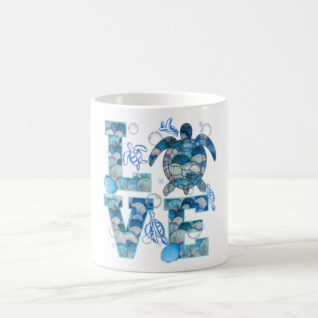 Sea Turtle Love Shirt Ocean Beach Animal Lovers Coffee Mug (Center)