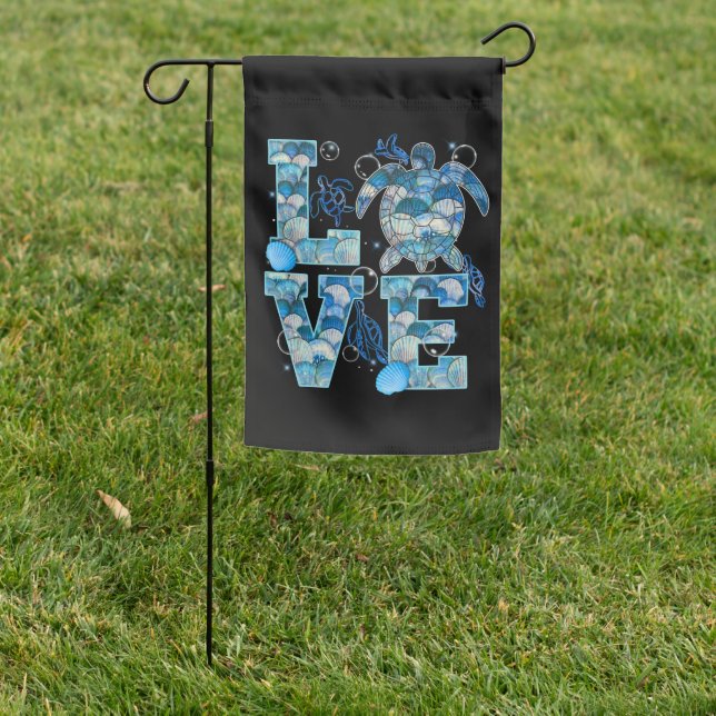 Sea Turtle Love Shirt Ocean Beach Animal Lovers Garden Flag (In SItu)