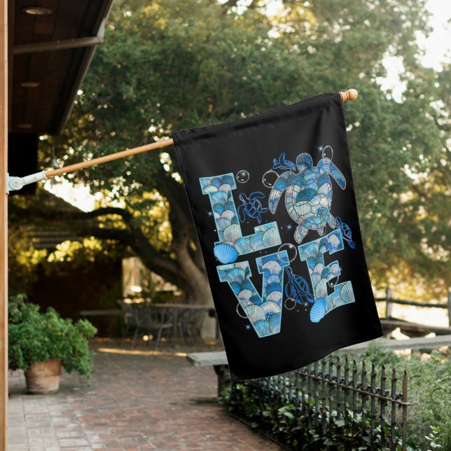 Sea Turtle Love Shirt Ocean Beach Animal Lovers House Flag (In SItu)
