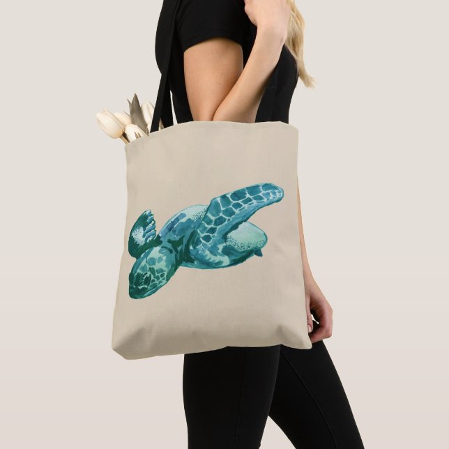 Sea Turtle Lover Beach Tote Bag (Close Up)