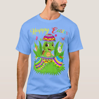 Sea Turtle Lover Floral Easter Egg Funny Sea Turtl T-Shirt