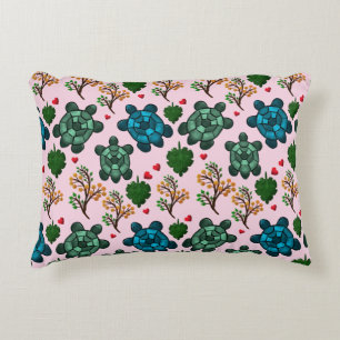 Sea Turtle Lover Gift, Cute Turtle Pattern, Marine Accent Pillow