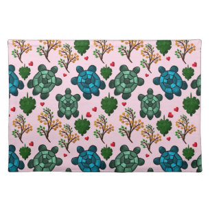 Sea Turtle Lover Gift, Cute Turtle Pattern, Marine Cloth Placemat