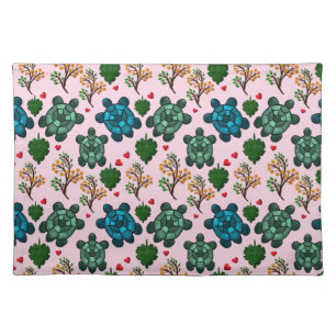 Sea Turtle Lover Gift, Cute Turtle Pattern, Marine Cloth Placemat