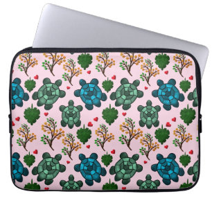 Sea Turtle Lover Gift, Cute Turtle Pattern, Marine Laptop Sleeve