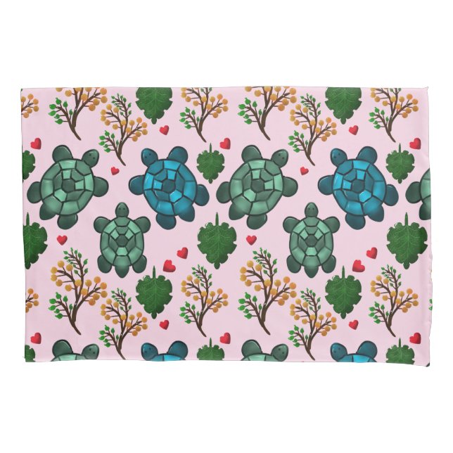 Sea Turtle Lover Gift, Cute Turtle Pattern, Marine Pillow Case (Front)