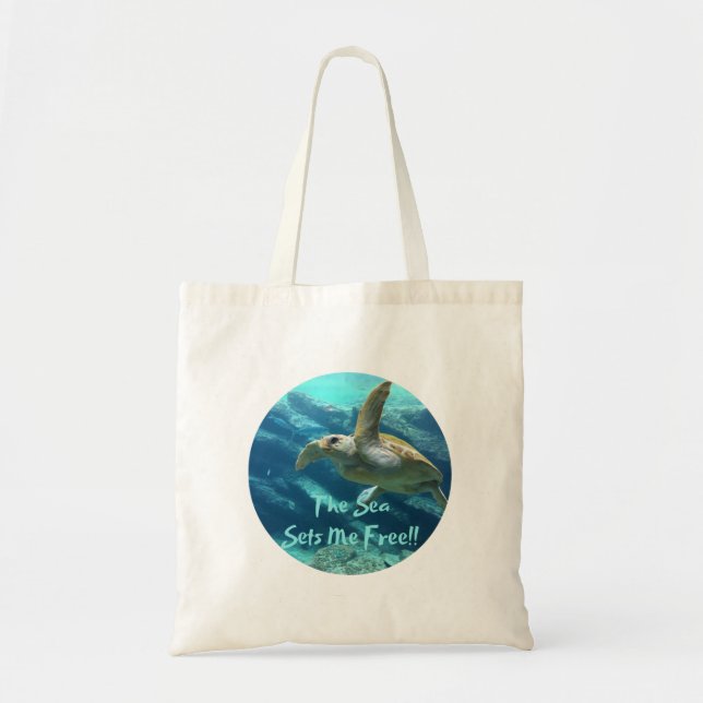 Sea Turtle Lover Tote Bag for Books, Beach Wear  (Front)