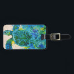 sea turtle luggage tag<br><div class="desc">blue green sea turtle riding the waves</div>