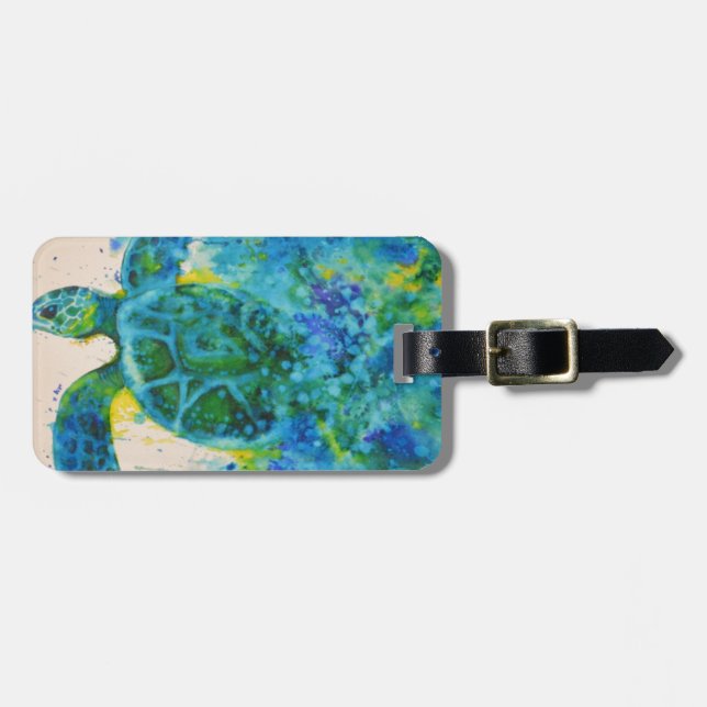 sea turtle luggage tag (Front Horizontal)