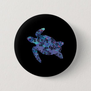 Sea Turtle Mandala Magical Color Light Art Button