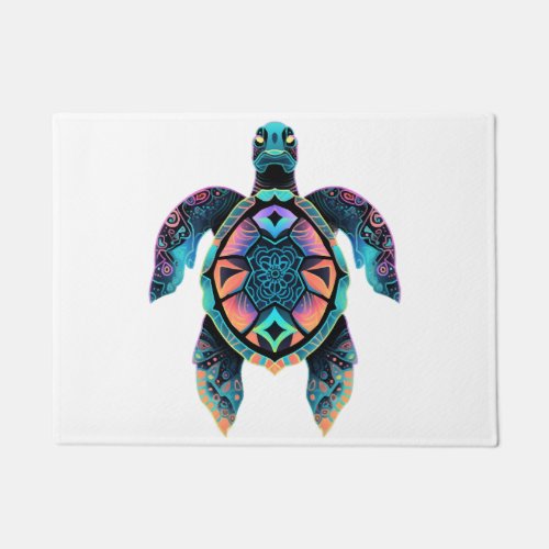 Sea Turtle Mandala Sea Ocean Animal Artwork Boho Doormat
