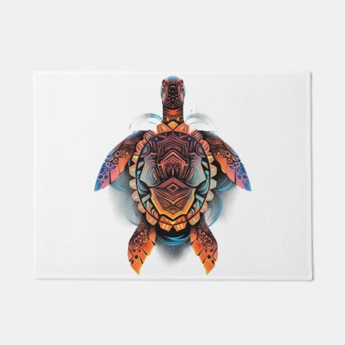 Sea Turtle Mandala Sea Ocean Animal Artwork Boho Doormat