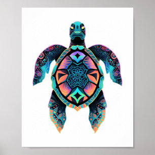 Sea Turtle Mandala Sea Ocean Animal Artwork Boho Poster