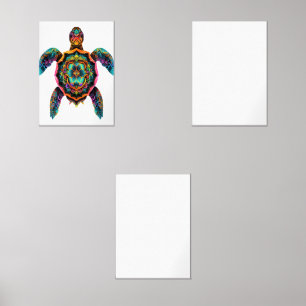 Sea Turtle Mandala Sea Ocean Animal Artwork Boho Wall Art Sets