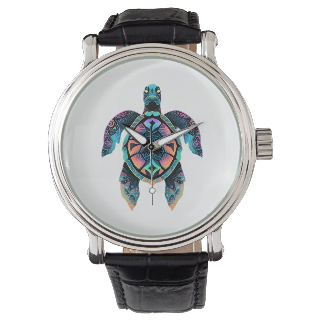 Sea Turtle Mandala Sea Ocean Animal Artwork Boho  Watch (Front)