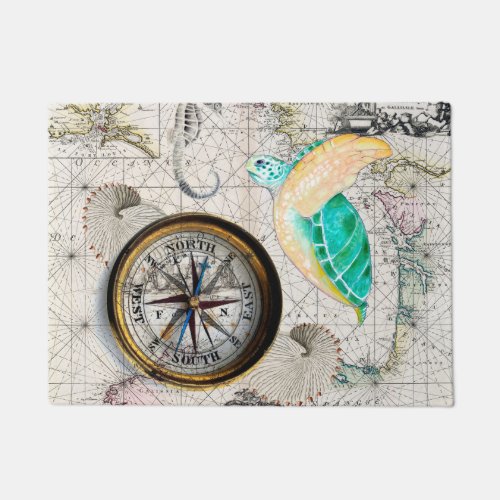 Sea turtle Map Beige Doormat