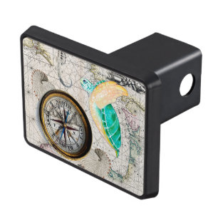 Sea turtle Map Beige Tow Hitch Cover