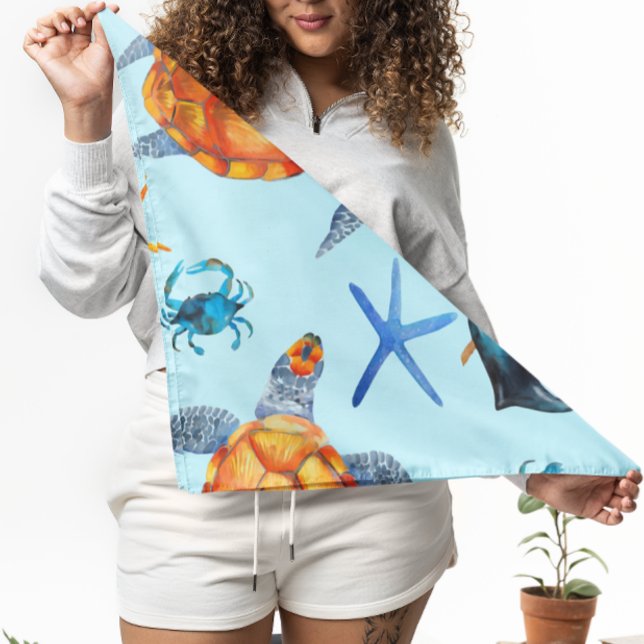 Sea Turtle Marine Beach Coastal Aquatic Pattern Bandana (Creator Uploaded)