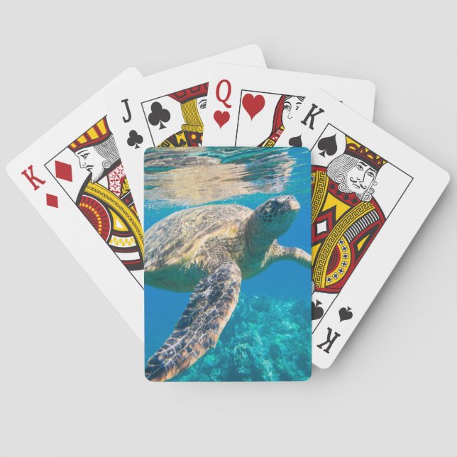 Sea Turtle, Marine Turtle, Chelonioidea, reptile Poker Cards (Back)