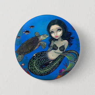 "Sea Turtle Mermaid" Button