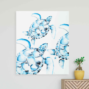 Sea Turtle Metal Wall Art Beach Decor Blue