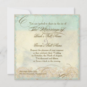 Sea Turtle Modern Coastal Ocean Beach Swirls Style Invitation