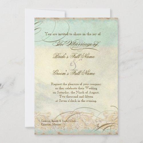 Sea Turtle Modern Coastal Ocean Beach Swirls Style Announcements