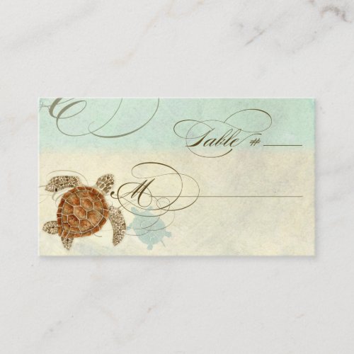 Sea Turtle Modern Coastal Ocean Beach Swirls Style Business Cards