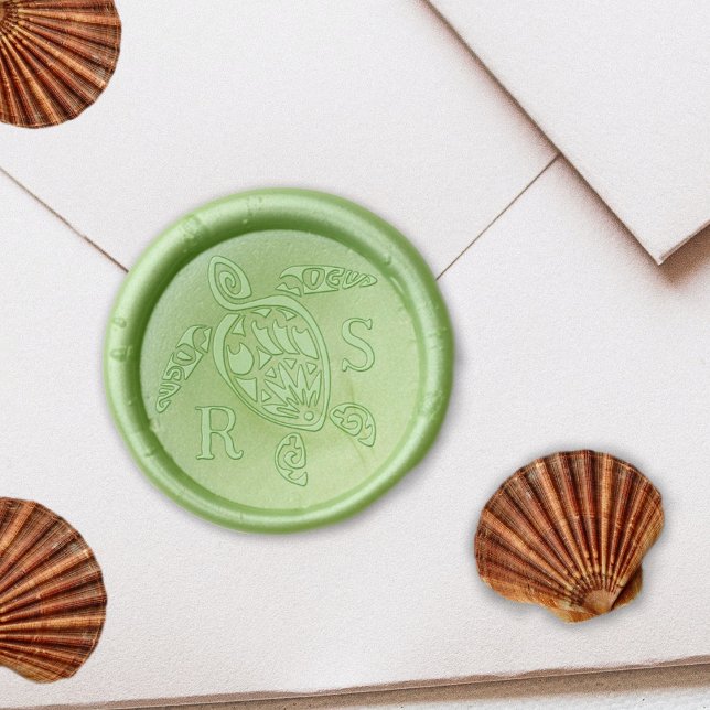 Sea Turtle Monogram, Wedding Wax Seal Stamp (Creator Uploaded)
