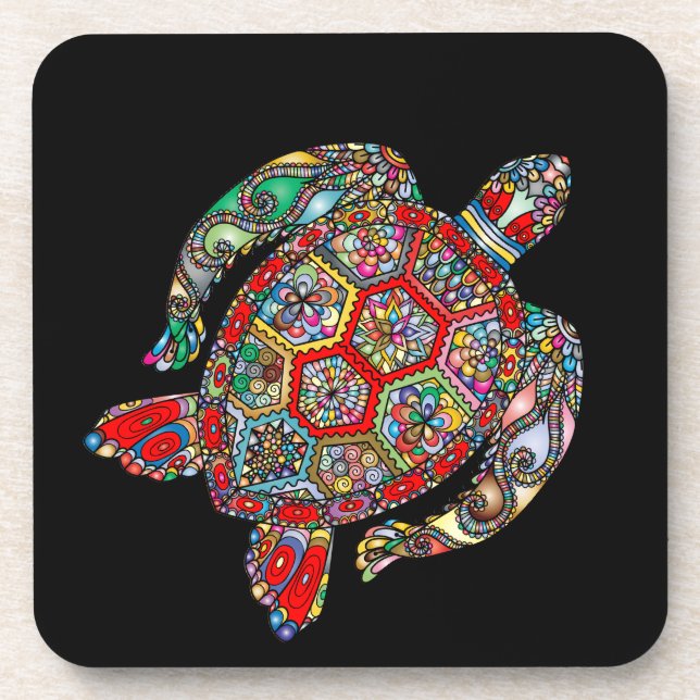 Sea Turtle Mosaic Beverage Coaster (Front)