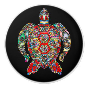 Sea turtle mosaic ceramic knob