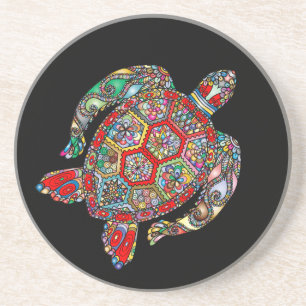 Sea Turtle Mosaic Sandstone Coaster