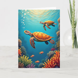 Sea Turtle Mothers Day Art Card