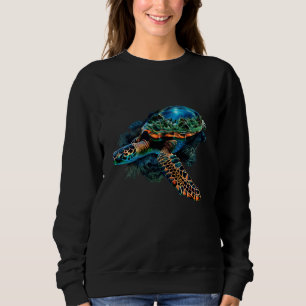 Sea Turtle Motif Animal Lover Ocean Safari Beach H Sweatshirt