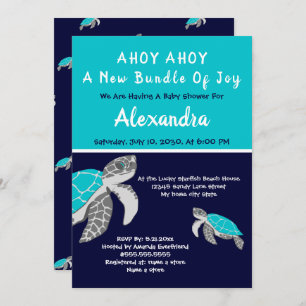 Sea Turtle Navy Blue Nautical Boy Baby Shower