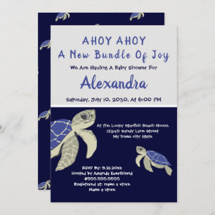 Sea Turtle Navy Blue Nautical Boy Baby Shower