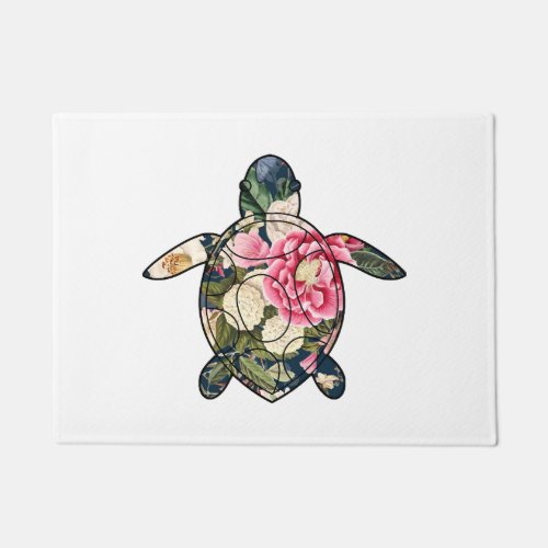 Sea Turtle navy floral Doormat