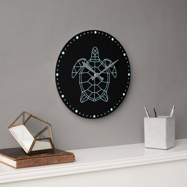 Sea Turtle Neon  Large Clock (Office)