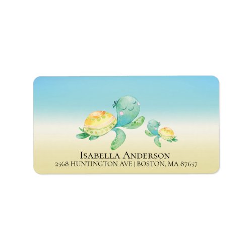 Sea Turtle Neutral Baby Shower Address Label