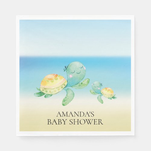 Sea Turtle Neutral Baby Shower Paper Napkins