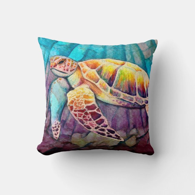 Sea Turtle No. 5 Throw Pillow (Front)