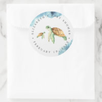 Sea Turtle | Ocean Baby Shower Favor Classic Round Sticker