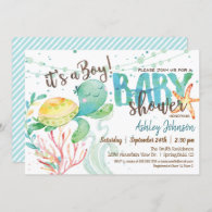 Sea Turtle, Ocean Baby Shower invitation, Boy Invitation